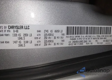 2009 Chrysler Town & Country Touring z USA, uszkodzony, nr VIN 2A8HR54109R513849